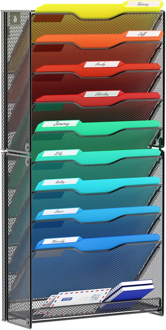 samstar 10 Tier Wall File Organizer, Hanging Wall Mount File Holder Paper by Samstar
