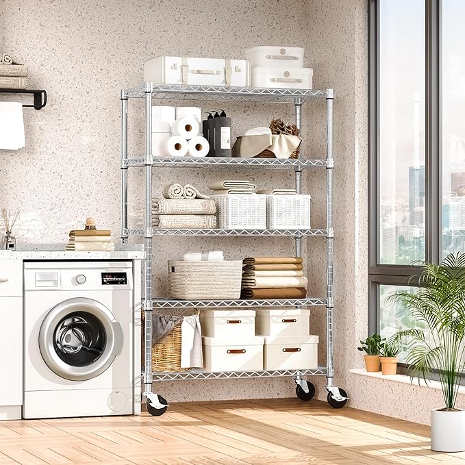 M MZG 5-Shelf Storage Shelves, Wire Shelving Heavy Duty Metal Storage Shelving - Image 7