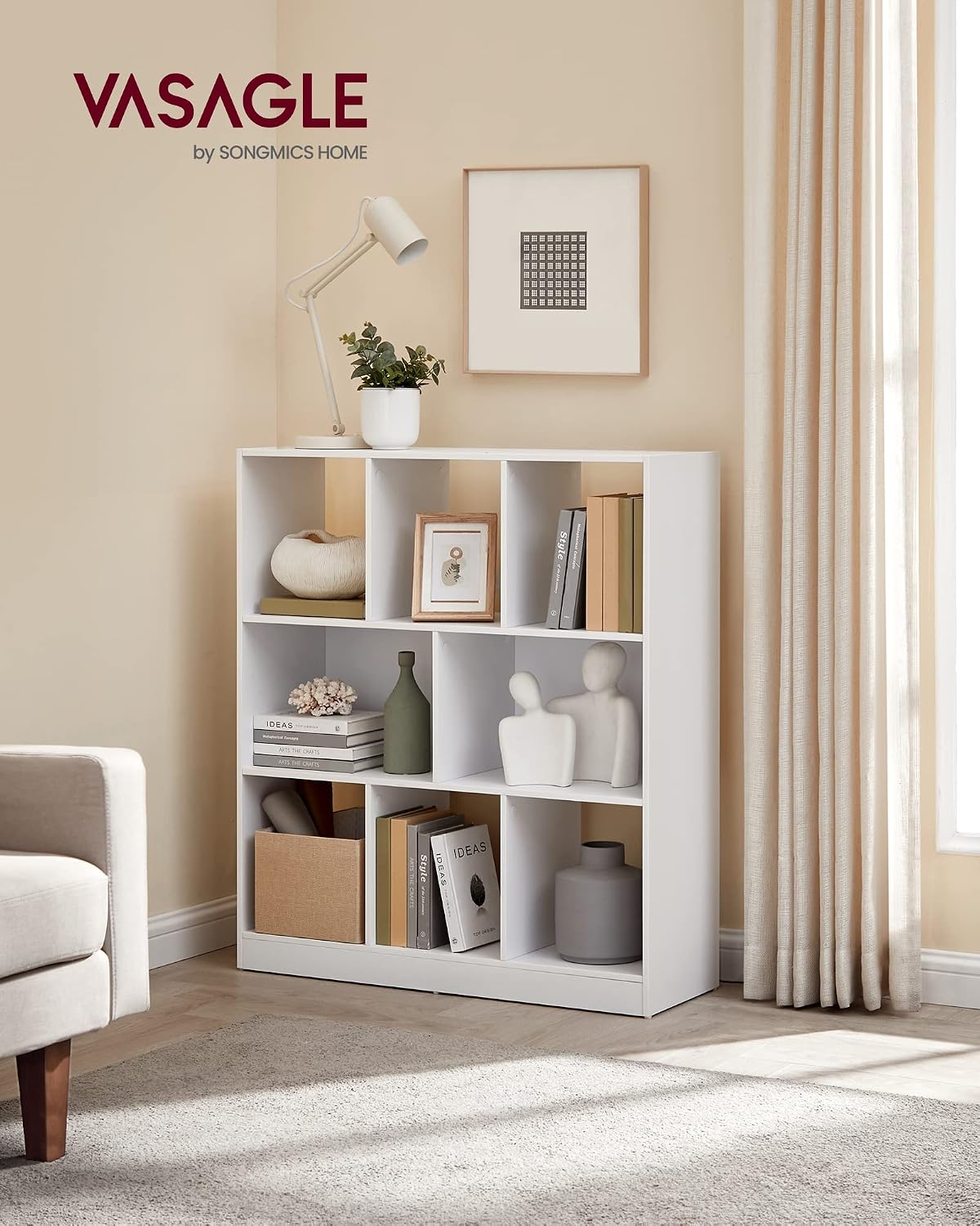 VASAGLE Bookshelf, 8 Cubes Storage Organizer, 35.4 x 11 x 39.4 Inches