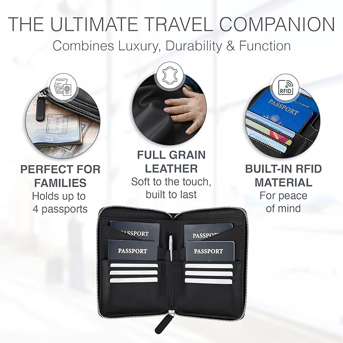 Full Grain Leather Family Passport Holder - Image 2