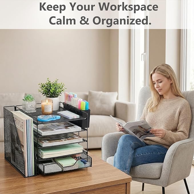 Gugsey Desk Organizer, 5-Tier Paper Letter Tray Organizer - Image 6