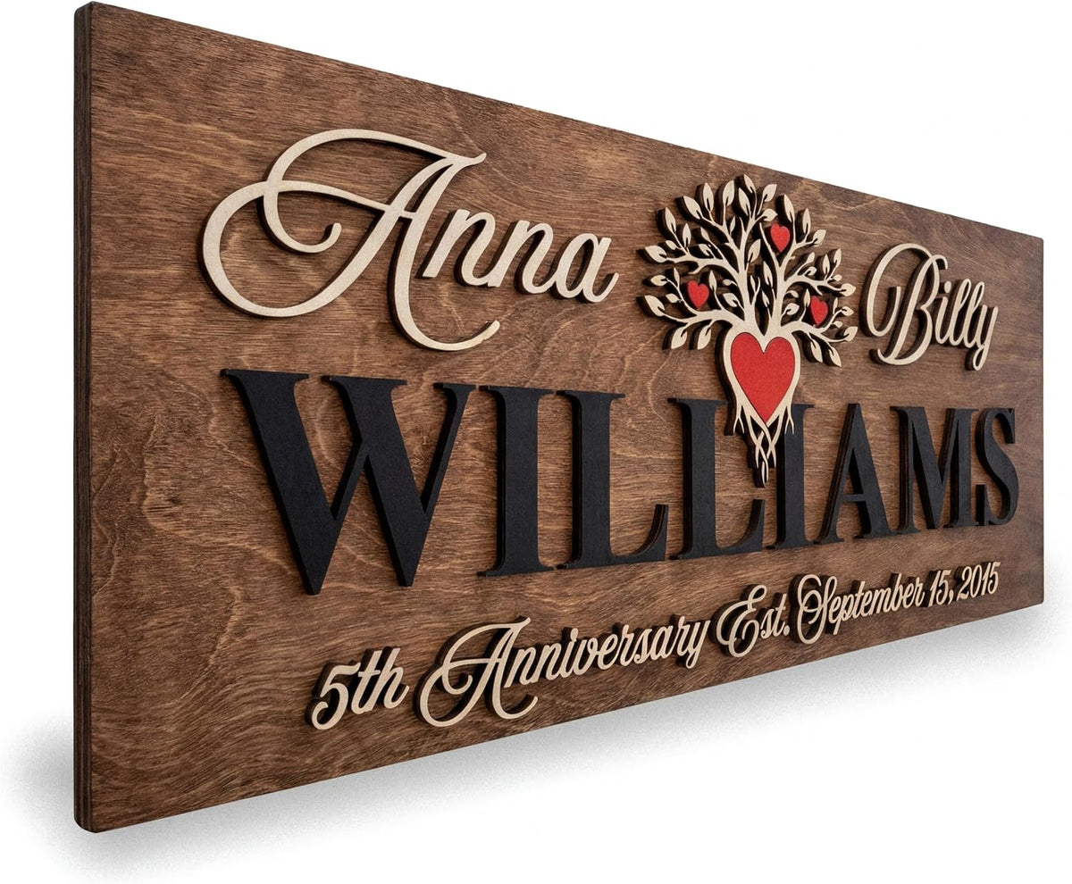 Custom Family Name Sign | Personalized Wooden Wedding Gift | Rustic Last Name