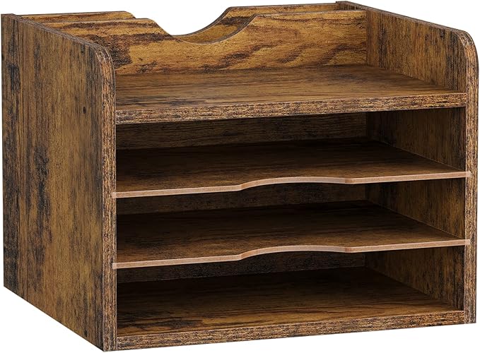 Snughome Vintage Wood File Organizer Desktop, 13.7‘’ Document Letter Mail Tray by Snughome