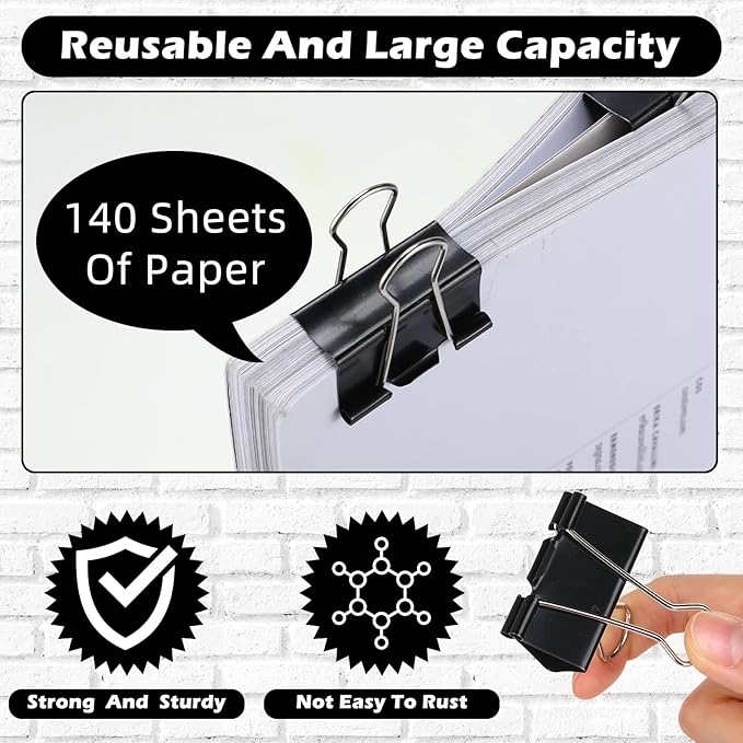 Yexiya 300 Pcs Large Binder Clips Bulk Big Paper Clamps Office Supplies Paper - Image 3