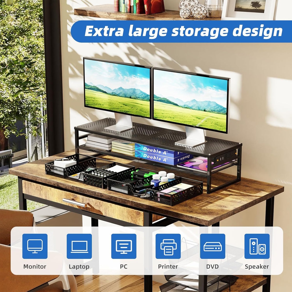 simple trending 2-tier metal dual monitor stand with, package contents