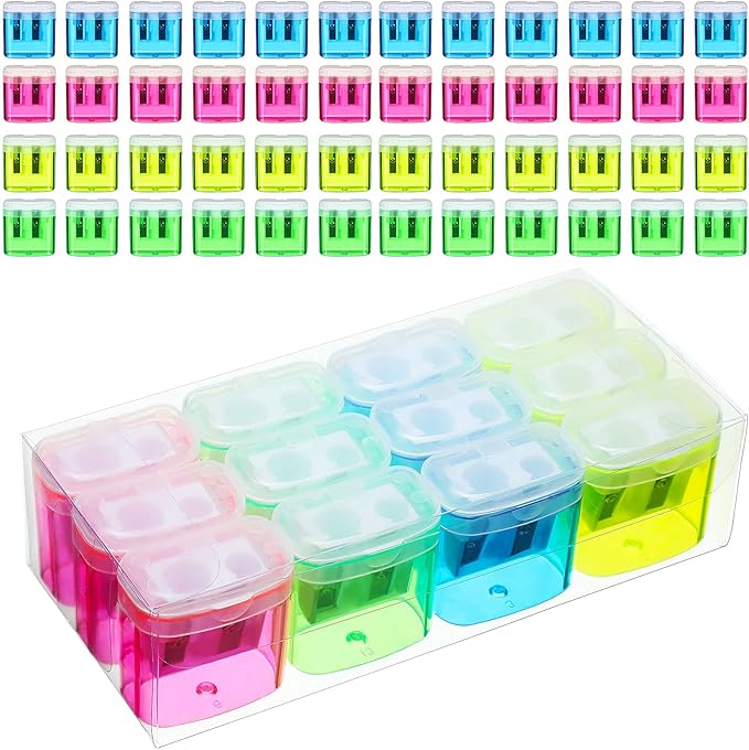 Tenare 48 Pieces Back to School Pencil Sharpeners Manual Double Hole Pencil by Tenare