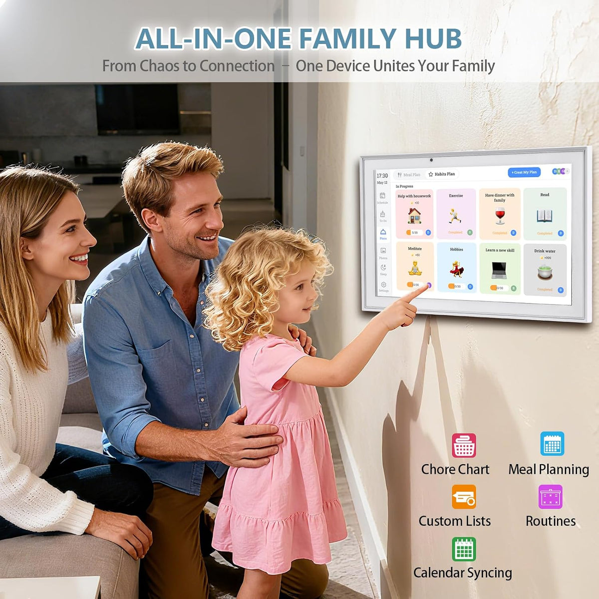 10.1 inch Smart Digital Calendar & Chore Chart, 1920 * 1080P Full HD Touc...