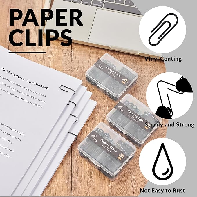 NEEWAY Colorful Paper Clips Assorted Sizes, Small and Large Paperclips - Image 4