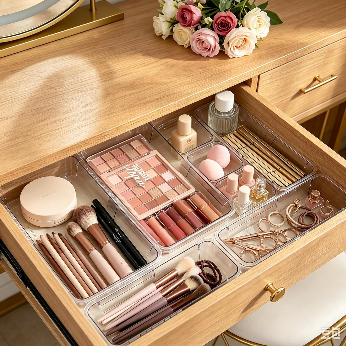 16 PCS Clear Drawer Organizer, Adjustable Drawer Storage Box, 3-Size Expandab...