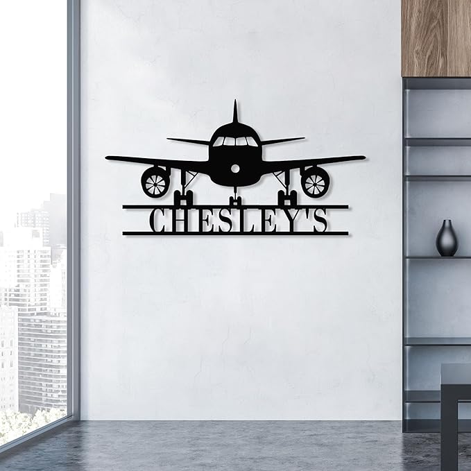 Personalized Metal Airplane Wall Art, Airplane Name Sign, Customized Pilot Name - Image 8
