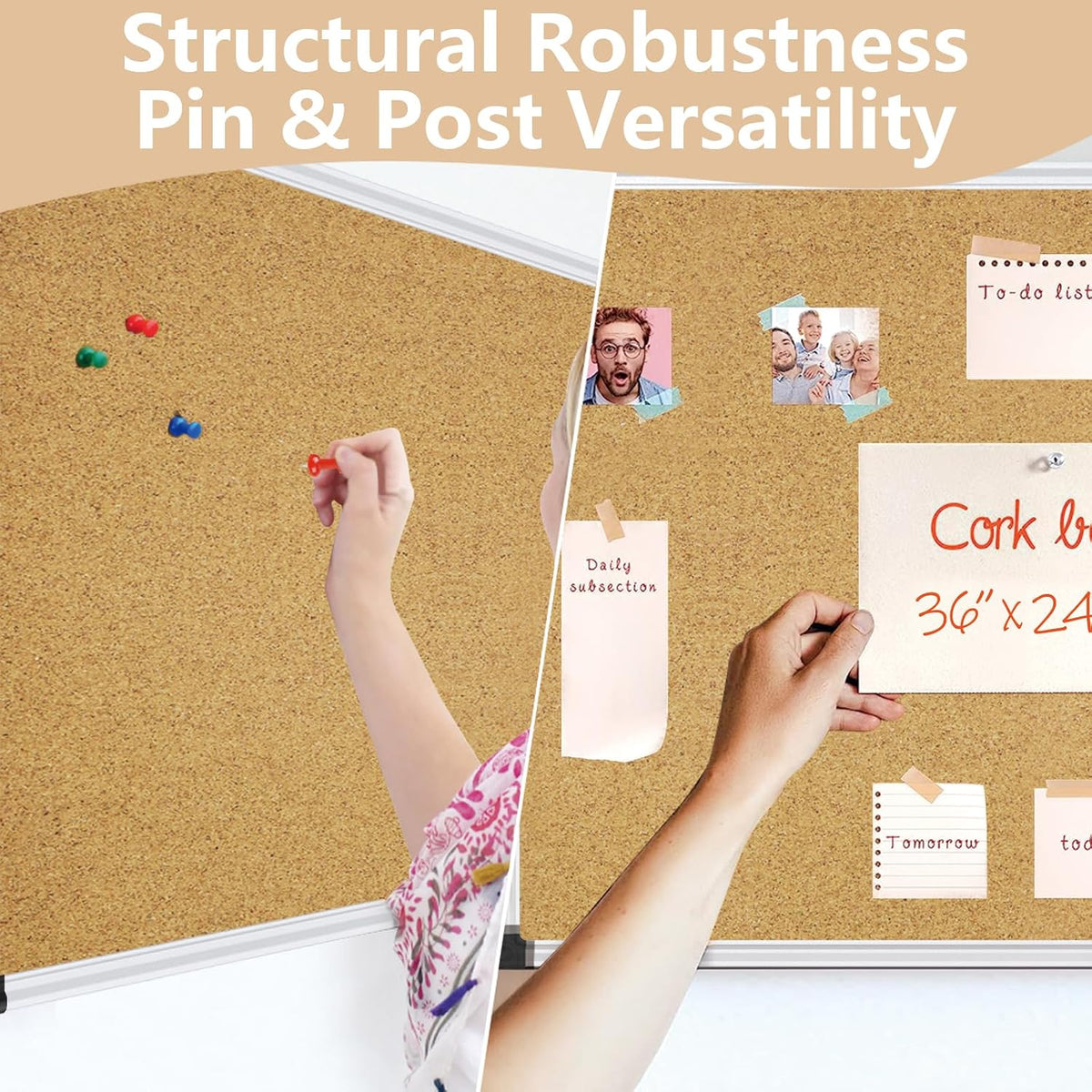 XBoard Cork Bulletin Board 36" x 24", Notice Board with Silver Alum...