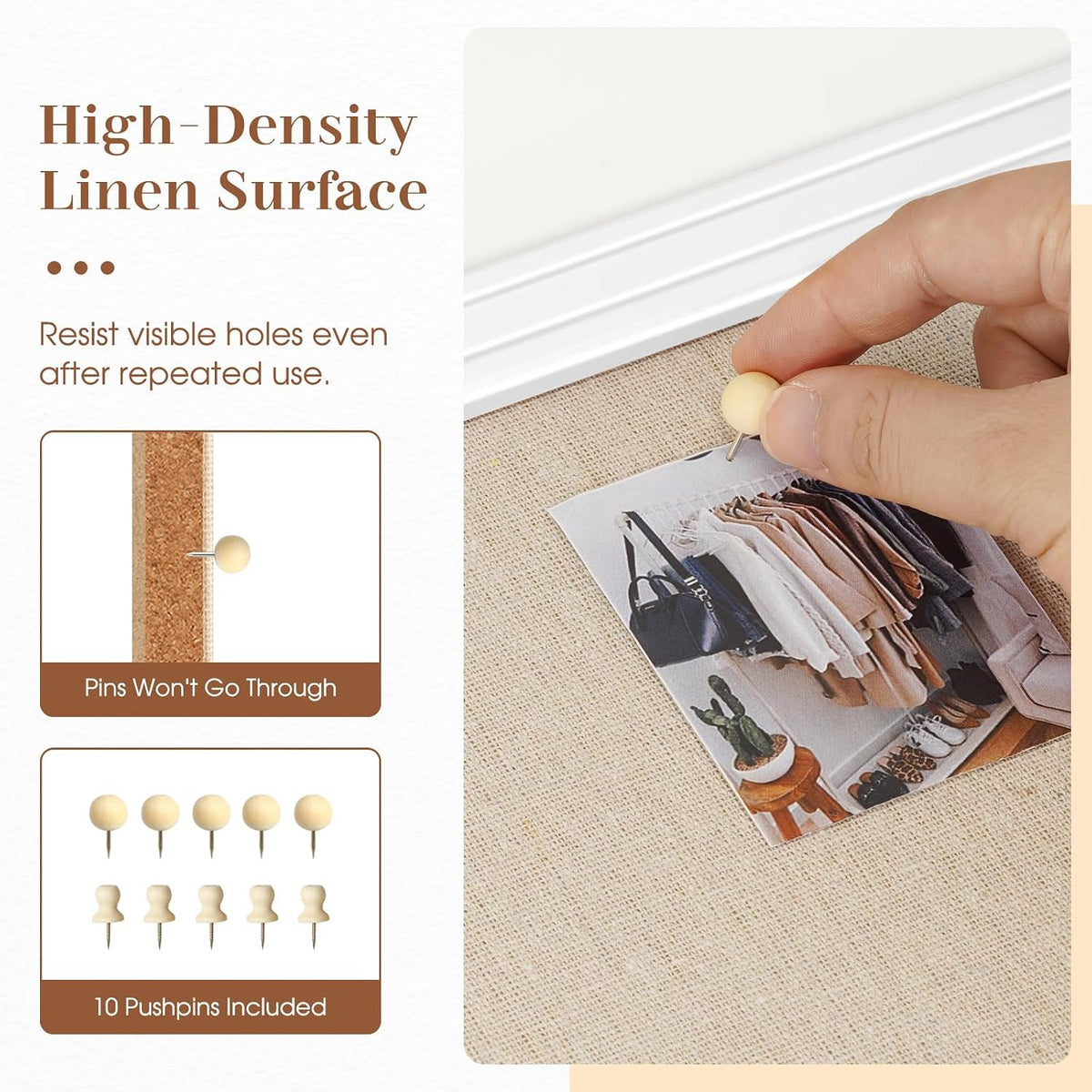 DOLLAR BOSS 24"x18" Linen Cork Board Decorative Bulletin Board, White