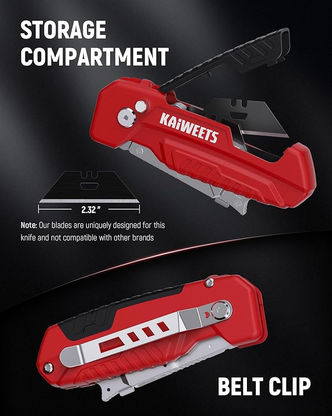 KAIWEETS Utility Knife Scraper, 2-in-1 Folding Box Cutter - Image 6