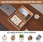 KIRIGEN Wood Desk Organizer Set of 2 Stackable Paper Tray Desktop Document - Image 3