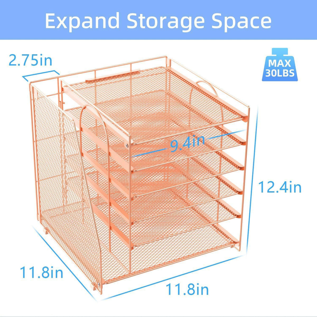 gianotter 6-Tier Paper Organizer With Magazine Holder (Rose Gold, 6-Tier)