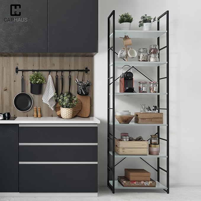 CAPHAUS 6 Tier Bookshelf, 24 Inch Width Free Standing Shelf, Bookcase Shelf - Image 4