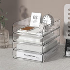 FANXIYQ 4-Tier Acrylic Paper Tray Organizer | Clear Stackable Desk Organizer - Image 2