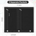 3-Ring Binder Pencil Pouch, Zipper Organizer with 3 Compartments, Mesh Window & Metal Grommets, Durable Oxford Pen Case for School Office Supplies Black