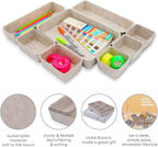 Welaxy Desk Drawer Organizer Tray, 8-Piece Beige Office Storage, Nordic - Image 6