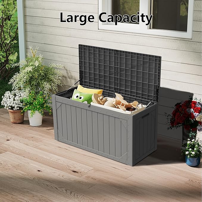 Decksplore 100 Gallon Outdoor Storage Box Waterproof, Lockable Resin Deck Box - Image 7