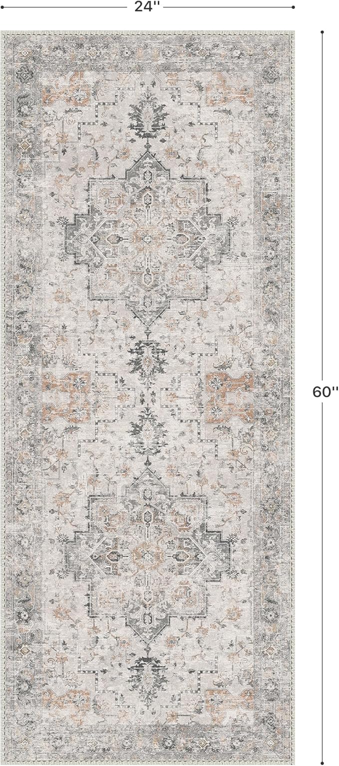 GENIMO Runner Rug 2x5 Non Slip Machine Washable Vintage Hallway Runner Rug - Image 2