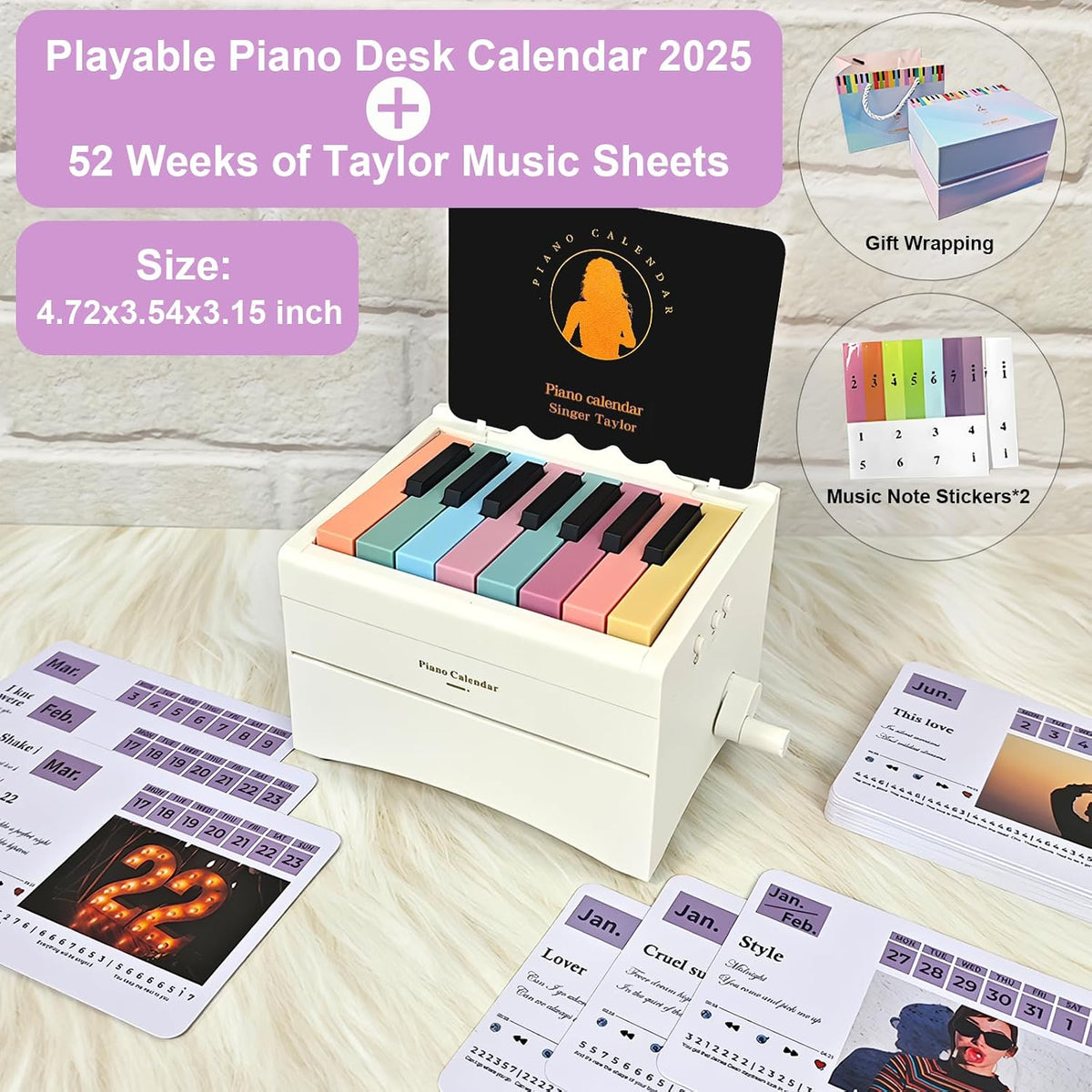 Piano Calendar 2027, Playable Piano Desk Calendar 2027, Swift Mini-Piano Cale...