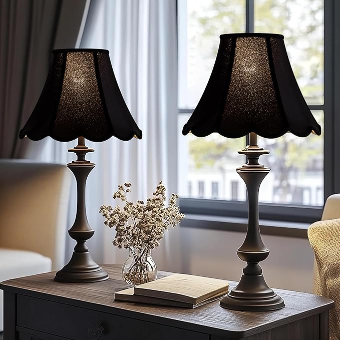 GOSO Black Scalloped Lamp Shades Set of 2 Medium Replac, Braids - Image 5