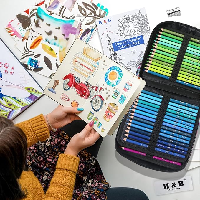 H & B 180 Colored Pencils Set, Art Pencil Kit - Image 5