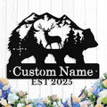 Custom Bear & Deer Metal Sign, Custom Bear Metal Wall Art Decor, Personalized by logo