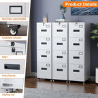 METAN 4 Drawer File Cabinet on Wheels, Lockable Metal Filing Cabinet - Image 3