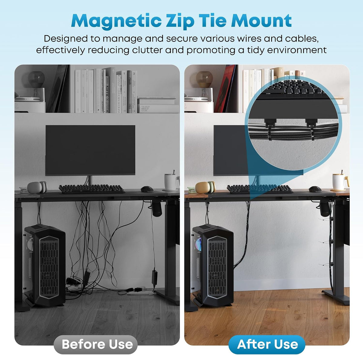 220 Pcs Magnetic Zip Tie Mount Kit(200 zip ties 20 Magnet base) Strong magnet...
