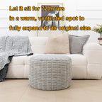 asuprui round ottoman pouf foot stool, light gray on a desk or shelf