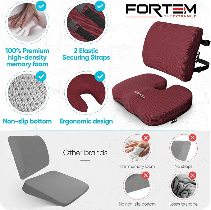 FORTEM Seat Cushion, Office Chair Cushion, Lumbar Support Pillow - Image 7