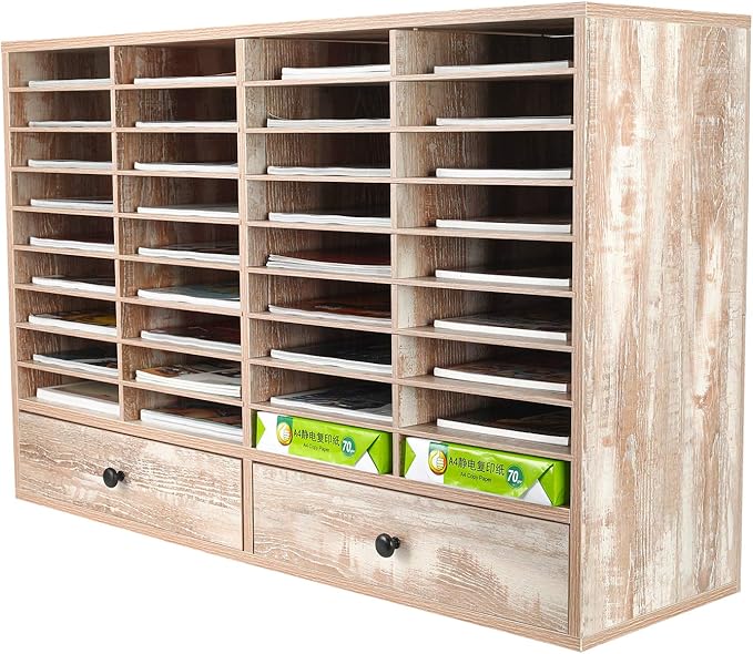 PAG Mail Sorter Organizer, Wood Literature Organizer, Student Mailbox by PAG