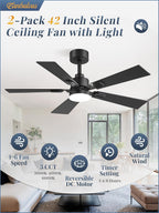 fanbulous 2 pack of 42 inch modern ceiling shown in use
