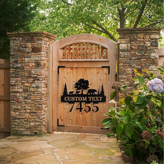 Custom Bear Metal House Number Sign Outside, Personalized Metal Address Signs - Image 5