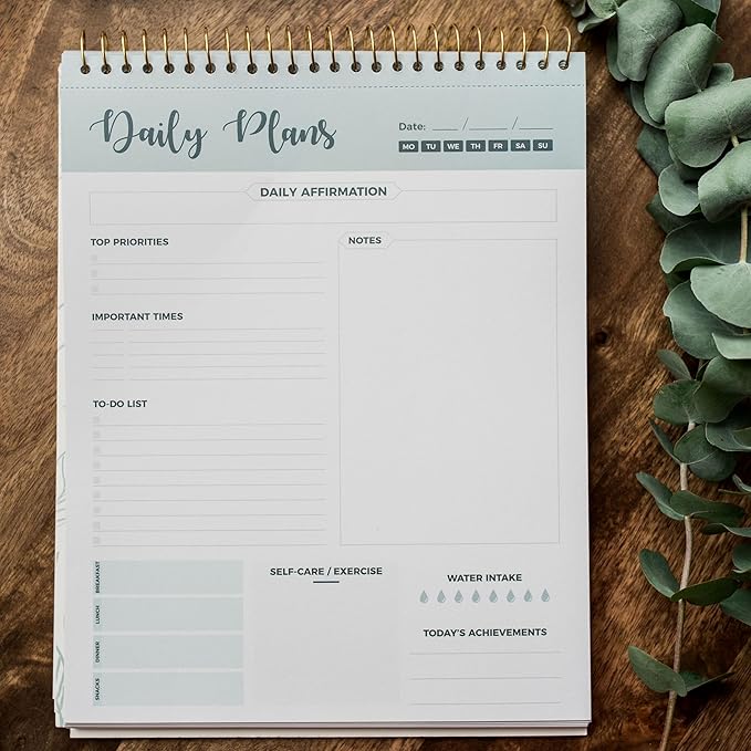 Spiral Daily Planner Agenda Notepad -100 Undated Tear-Off Sheets -Desk Notepad - Image 4