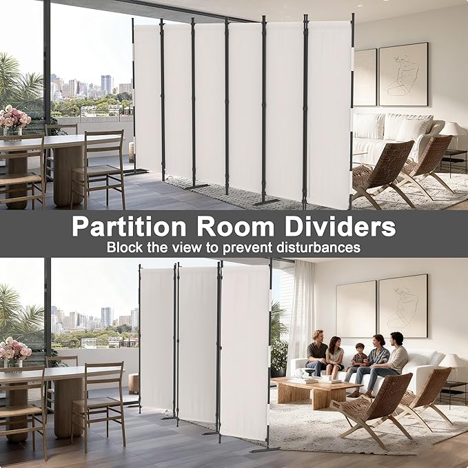 Kecreque 6 Panel Room Divider, 6ft Folding Screen Portable Wall Partition Room - Image 4