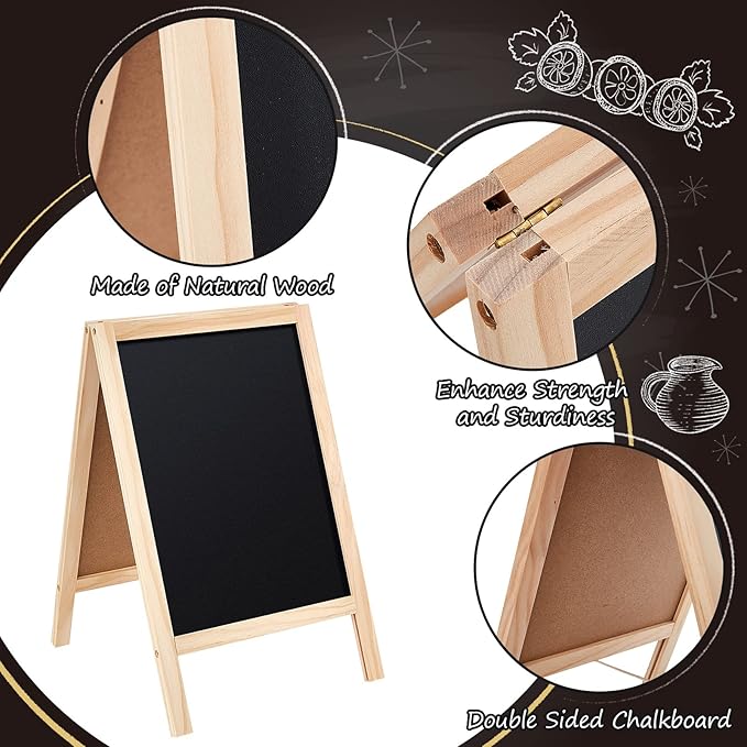 Henoyso 2 Pcs 16" x 10" Small Chalkboard Easel Tabletop Chalkboard Signs Menu - Image 3