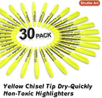 Shuttle Art Yellow Highlighters, 30 Pack Highlighters Bright Colors, Chisel Tip - Image 2