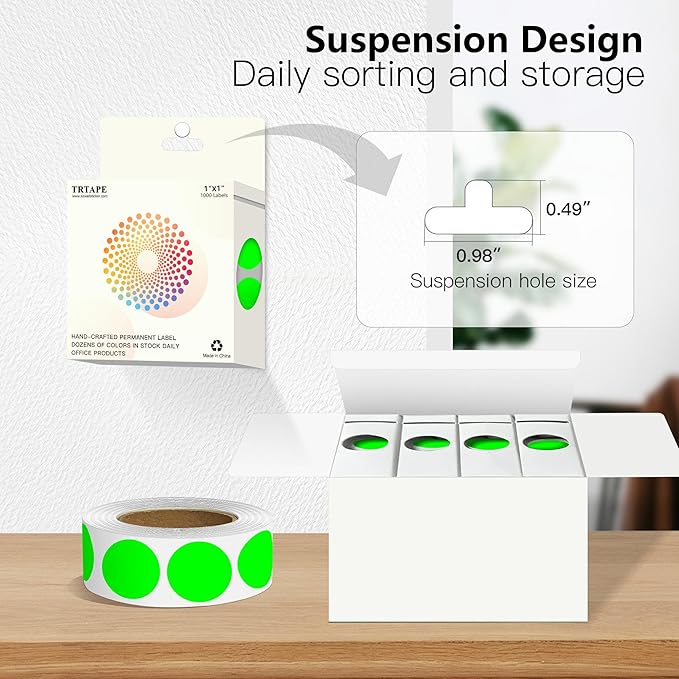 Fluorescent Green 1 Inch Round Color Coding Labels - Image 4