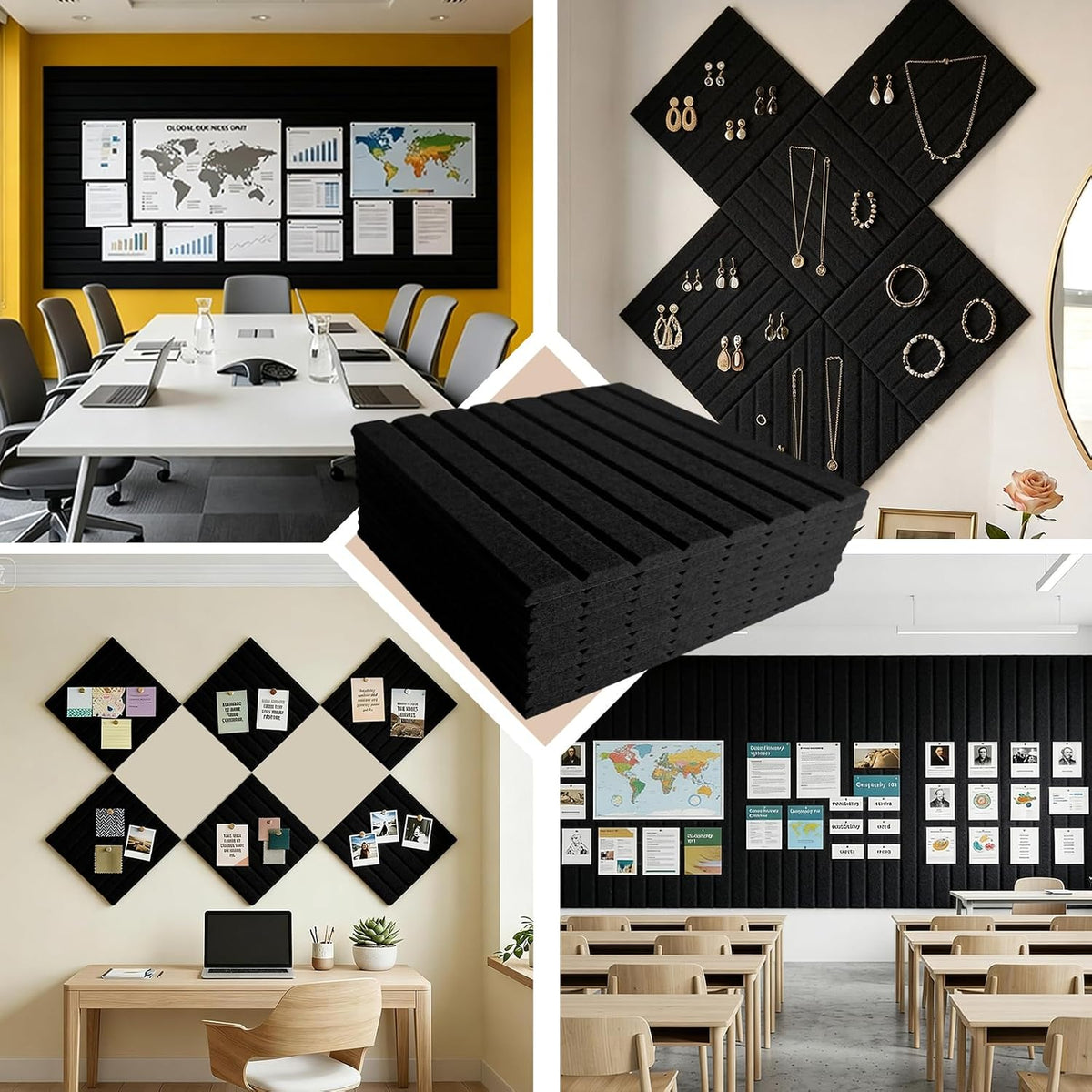 Large Felt Bulletin Board with Self-Adhesive | 12 Pack 48"x36" Cork...