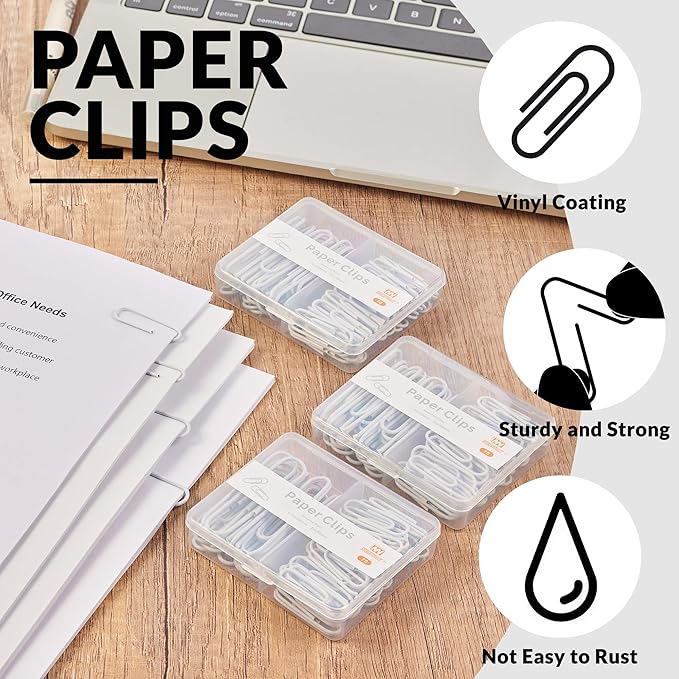 NEEWAY Colorful Paper Clips Assorted Sizes, Small and Large Paperclips - Image 4