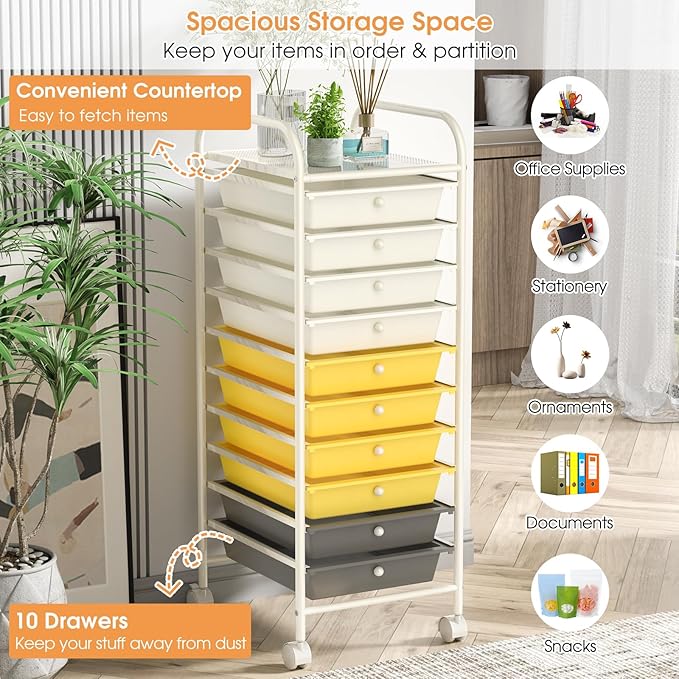 GLACER 10 Drawers Rolling Cart, Storage Cart - Image 6