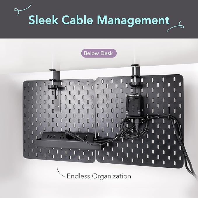 EHO Clamp-On Desk Pegboard, Desk Partition Panel, No-Drill Desk Mounted Peg - Image 6