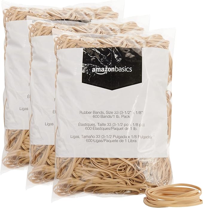 Amazon Basics Rubber Bands, Size 33, 600 Bands/1 lb Pack by AmazonBasics