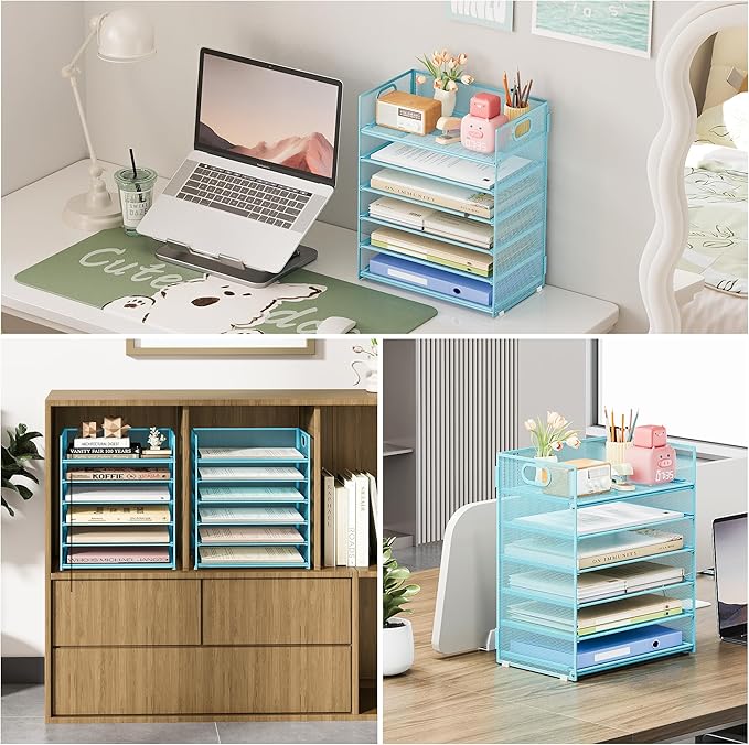 Subekyu 6-Tier Desk Paper Organizer, Desktop File Letter Tray - Image 2