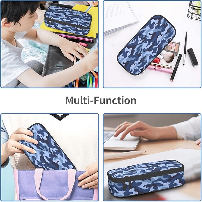 YIJIUWKIS Kids Adults Camo Style Pencil Case Blue Pencil Box - Image 5