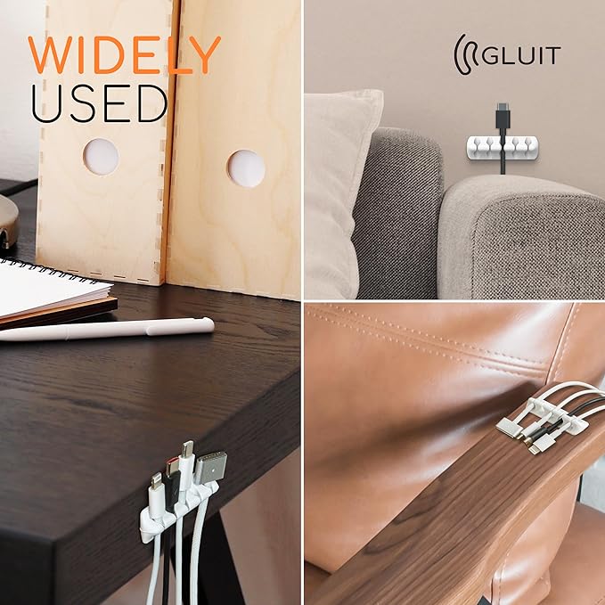 GLUIT Adhesive Desktop Cable Organizer Versatile Cord Holders Wire Clips and - Image 6