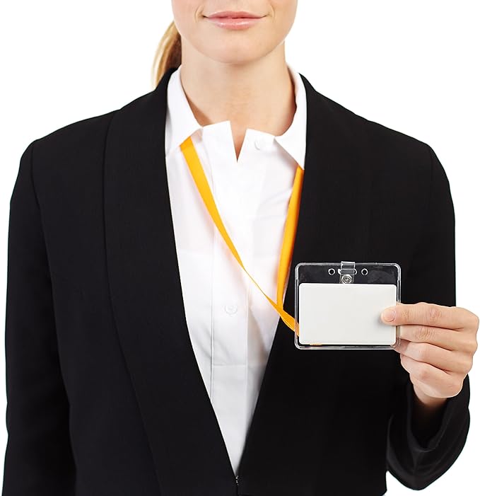 Amazon Basics ID Badge Holders, Horizontal Clear Plastic 3.38" x 2.38" - Image 4